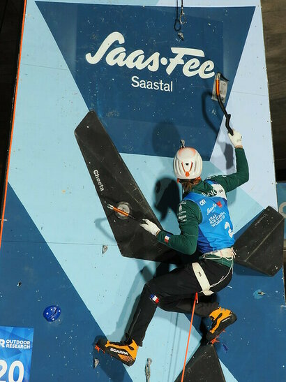 Tristan Ladevant sur la Coupe du monde de Saas Fee en 2025 © UIAA Tristan Ladevant sur la Coupe du monde de Saas Fee en 2025 © UIAA